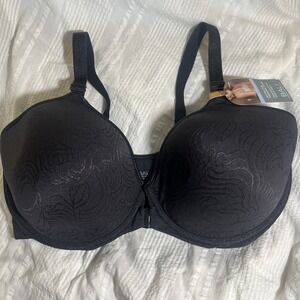 NWT Bali Cool Comfort Black Pattern Front Clasp Bra Women's Size 40DD